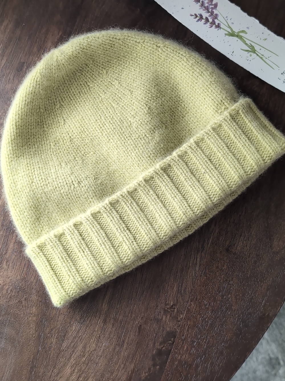 Cashmere Soft Knit Beanie in Chartreuse - Picture 3 of 3